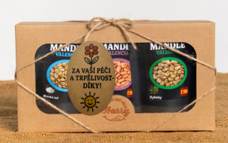 Dárková sada Španělských mandlí bylinky+uzené+mořská sůl za Vaši péči a trpělivost díky