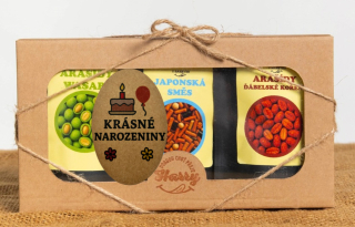 Křupavé arašídy Dárková sada 3 druhů krásné narozeniny
