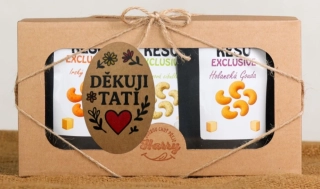 Dárková sada Kešu EXCLUSIVE mix Cheddar + Gouda + Smetanová cibulka Děkuji tati