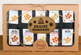 Dárková sada Kešu EXCLUSIVE mix 10 druhů TOP CHUŤ krásné narozeniny