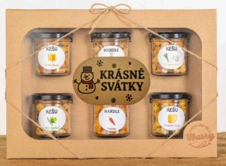 Dárková sada Kešu či Mandlí 6ks NAMIXUJ si SÁM Krásné svátky sněhulák